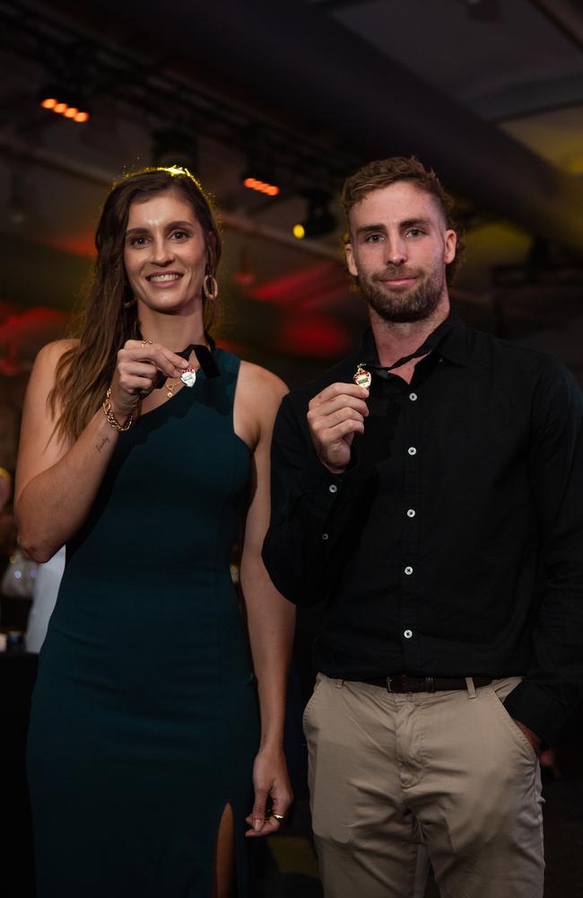 Dylan Landt and Jasmyn Hewett at the 2023-24 NTFL Nichols awards night. Picture: Pema Tamang Pakhrin