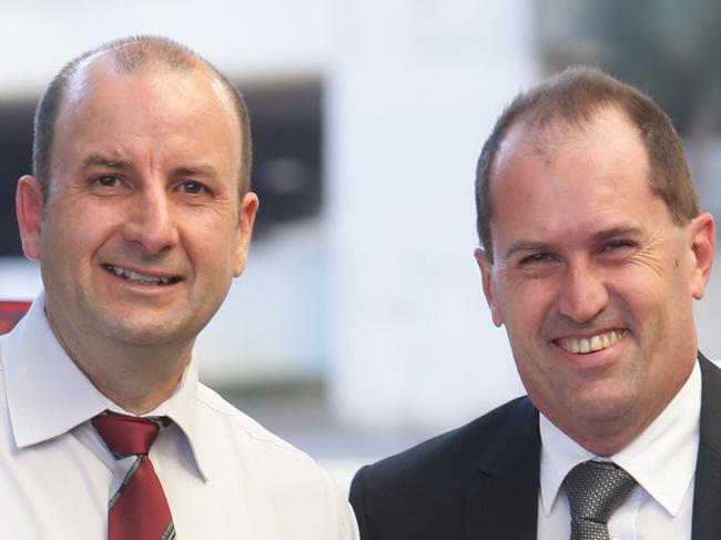 Tony King Detective sargeant and Grant Hughes and Detective Senior Constable on the Child Trauma Task Force at Toma St Police HQ. Pic Annette Dew