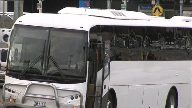 The bus that crashed in the accident. Picture: Nine Gold Coast News.