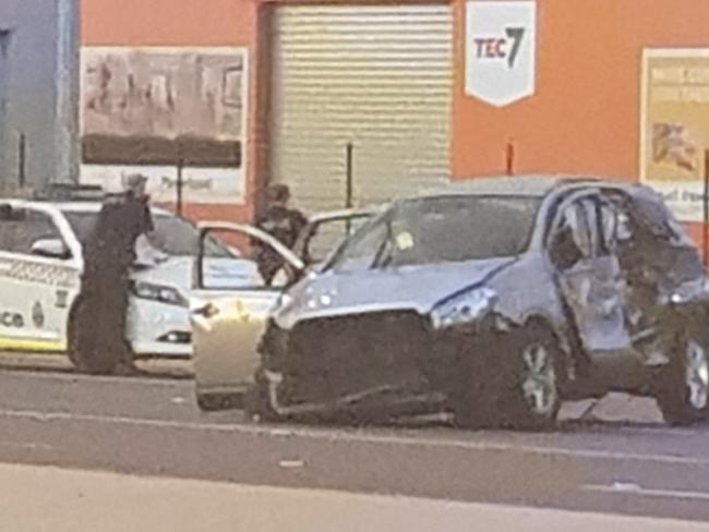 The car allegedly stolen by six girls crashed into another car on Roystonea Ave. Picture: SUPPLIED