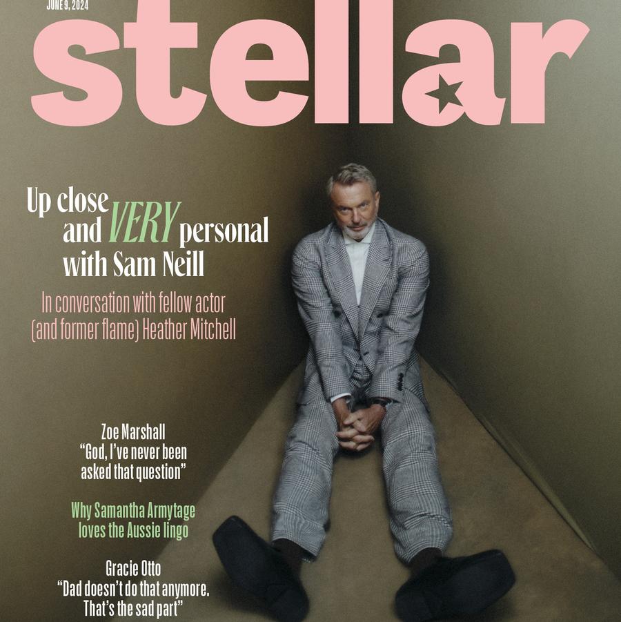 Sam Neill on the cover of this weekend’s Stellar magazine. Picture: Georges Antoni/Stellar