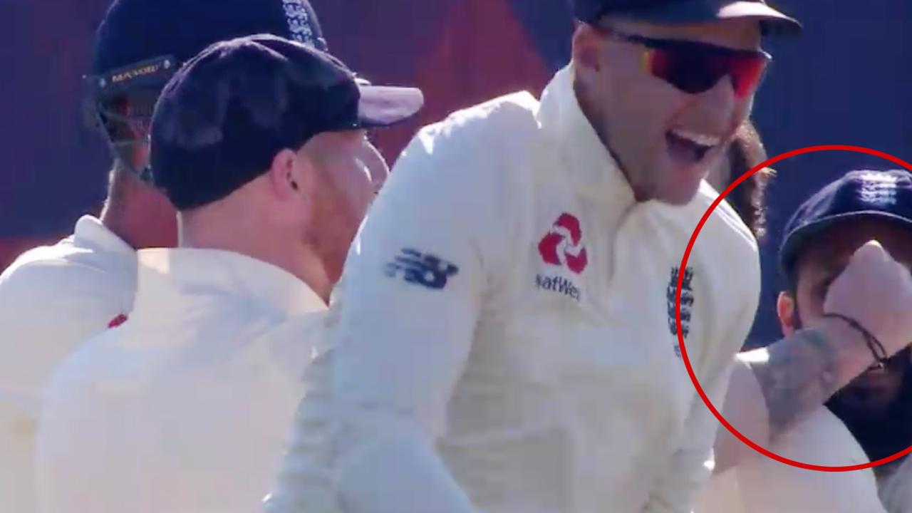 England's Ben Stokes accidentally punched teammate Adil Rashid in the nose during a wicket celebration..