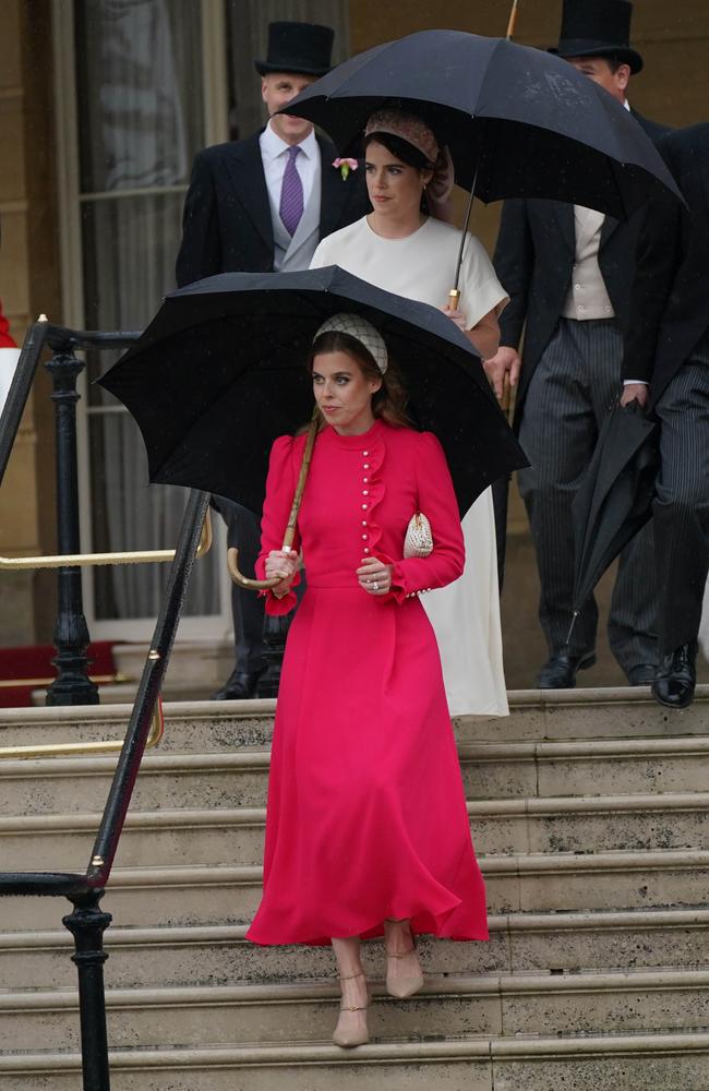 Princess Beatrice and Princess Eugenie arrive for the Sovereign's Garden Party at Buckingham Palace in May. Picture: Yui Mok-WPA Pool/Getty Images