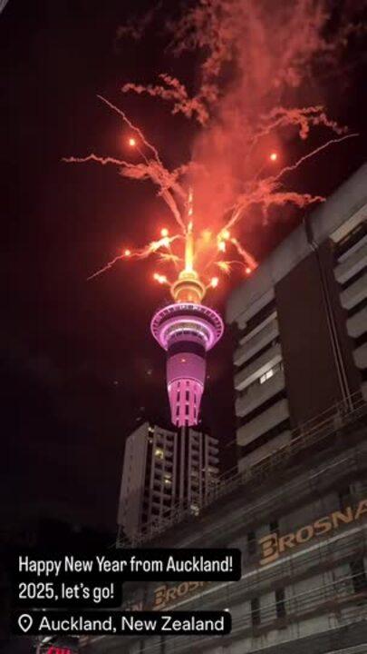 Auckland's Sky Tower Fires Off New Year's Display