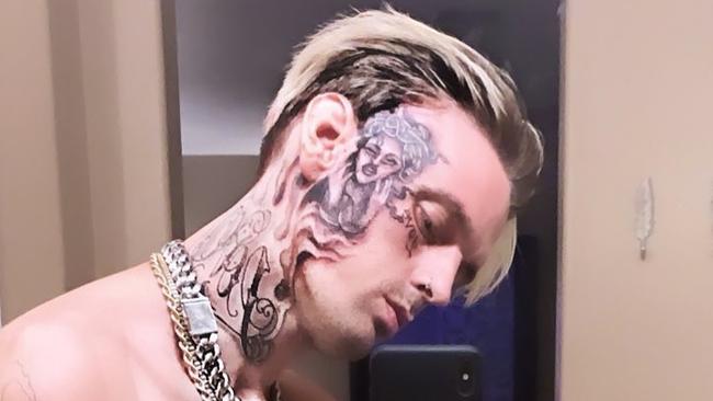 Aaron Carter's face tattoo. Picture: Aaron Carter/Instagram