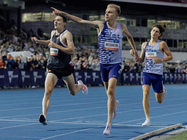 Tasmanian Stewart McSweyn, pictured winning at the World Athletics Continental Tour Gold event in Melbourne in February, is a strong Olympics hope. Picture: Supplied.