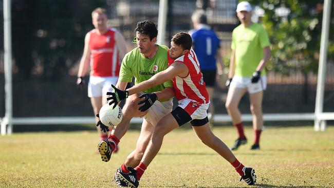 Gaelic football clubs Darwin Shamrocks and Singapore Lions battled it out at Gardens in August 2014. Picture: Aaron Burton.