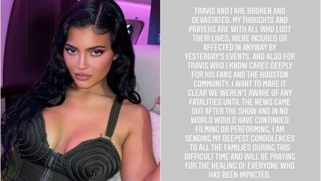 Kylie Jenner, 24, said she is "broken and devastated" after the incident. Picture: Instagram / Kylie Jenner
