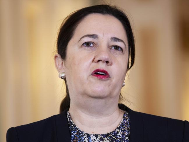BRISBANE, AUSTRALIA - NewsWire Photos AUGUST 28, 2020: Queensland Premier Annastacia Palaszczuk addressing media at the Red Chamber, Parliament House at 2A George Street, Brisbane. Picture: NCA NewsWire / Attila Csaszar