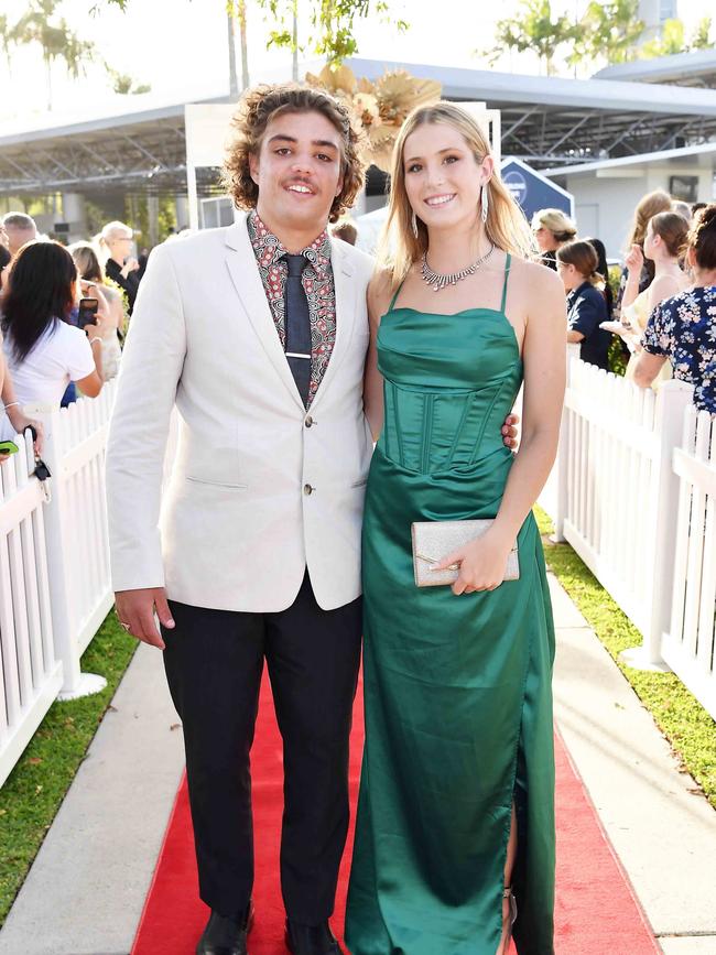 Daniel Litchfield and Charis Tarr at the 2023 Caloundra State High School Year 12 formal. Picture: Patrick Woods.