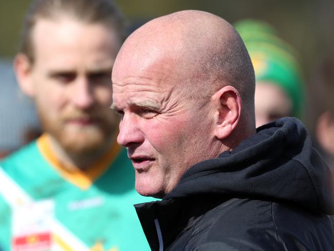 Mooroolbark coach Paris Harvie during EFL (Div 2) Doncaster East v Mooroolbark at Tormore Reserve on Saturday, September 9, 2017, in Boronia, Victoria, Australia.Picture: Hamish Blair