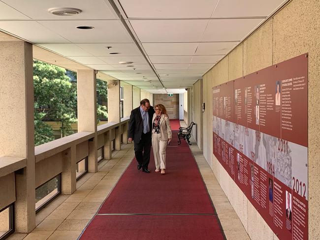 Outgoing Labor MP Jo-Ann Miller with LNP MP Ray Stevens. Picture: Jack McKay