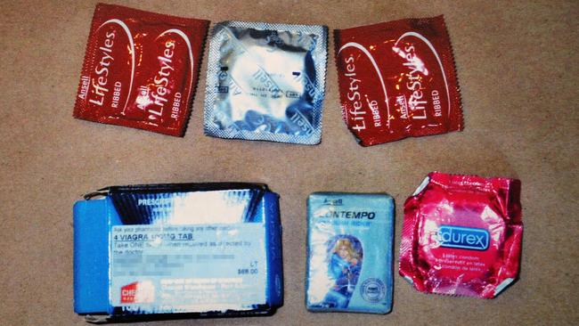 A box of Viagra and five condoms found, in Heinze’s four-wheel drive, at Salt Creek.