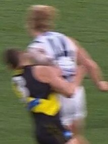 Tom Stewart connects with Dion Prestia.