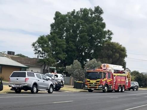 Fire, ambulance and police swarmed the notorious block on Tenth St in Mildura after a blaze ripped through a unti. Picture: Stuart Kavanagh