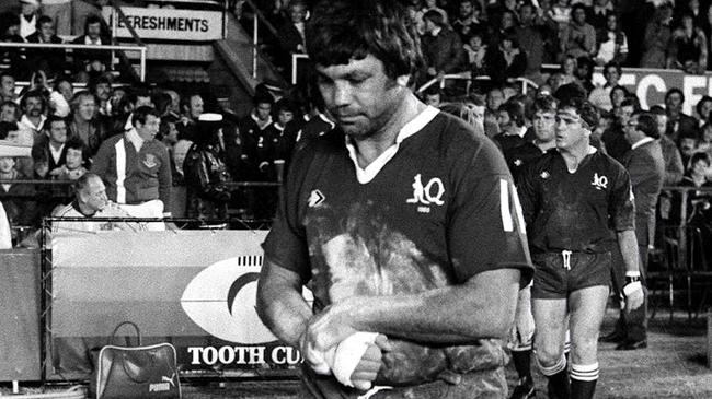 Arthur Beetson led the Queensland team out in the first State of Origin match on July 8, 1980 at Lang Park. Picture: Geoff McLachlan