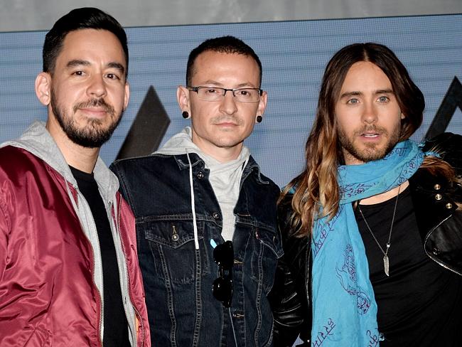 Jared Leto with Mike Shinoda and Chester Bennington of Linkin Park.