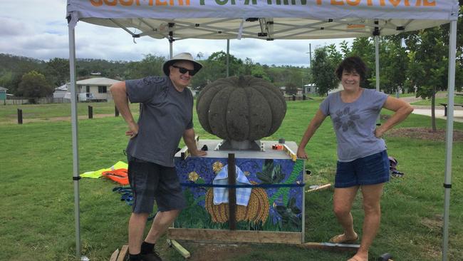 A large stone pumpkin will be an all-year-round reminder of the Goomeri Pumpkin Festival. (Photo: Contributed)