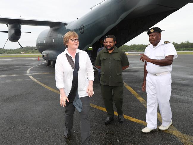 Australian Defence Minister Senator Linda Reynolds with the PNG Defence Minister Saki Soloma. Picture: Gary Ramage