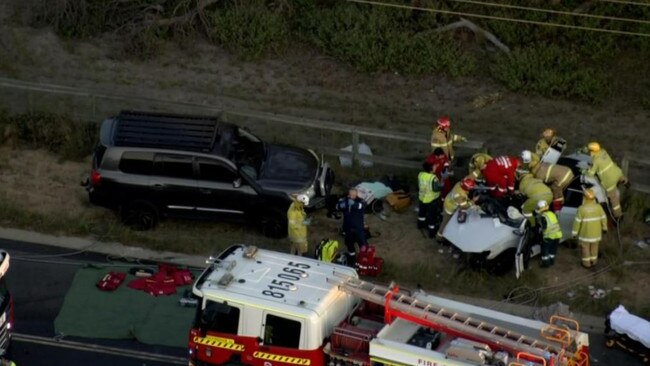 Three young men are dead after a head-on collision in Perth. Picture: 7 News