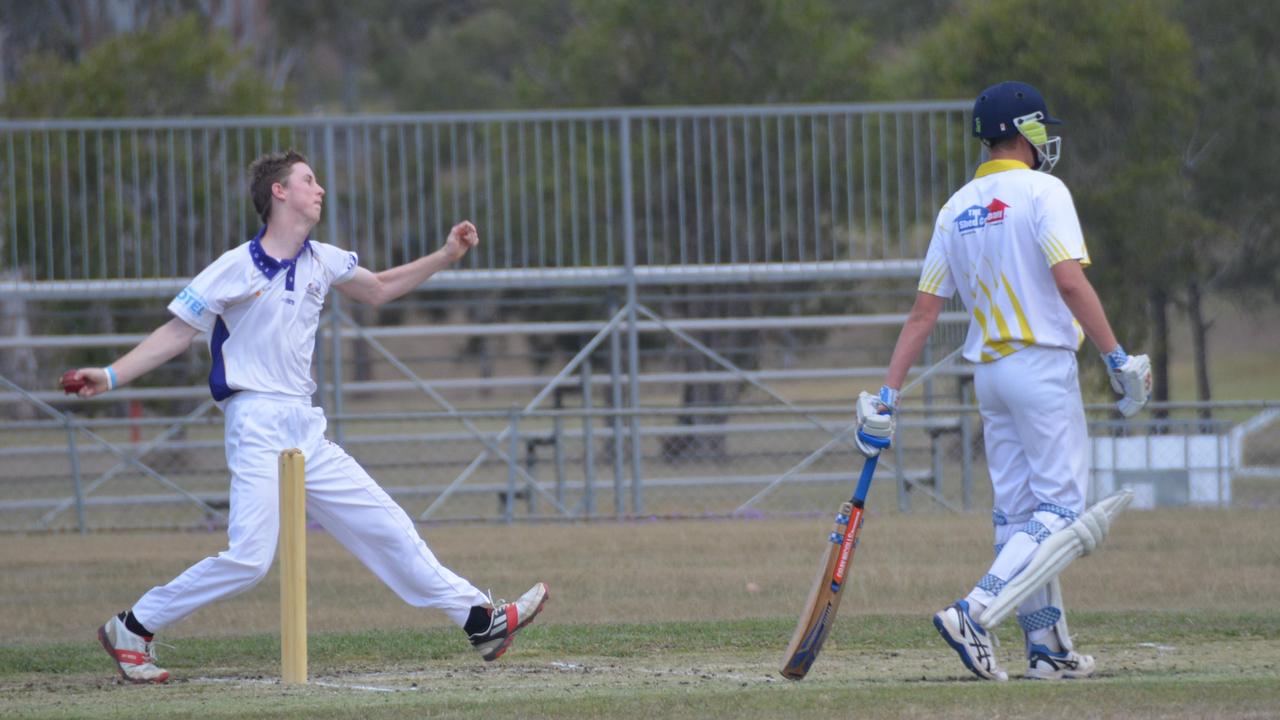 Nanango Scorpion's Aiden Cavanough serves the ball during the senior cricket match in Wondai on Saturday, November 16. (Photo: Jessica McGrath)