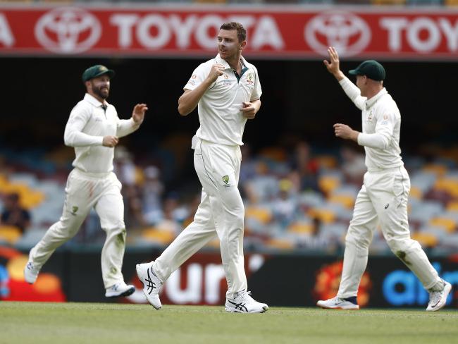 Josh Hazlewood picked up a hatful of wickets on day four. Picture: AFP