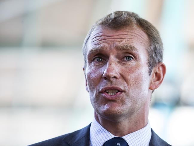 Minister Rob Stokes speaks at a press conference about the unveiling of a revolutionary new Ôpop up schoolÕ solution to house Ultimo Public School students while their former school site is redeveloped into a new cutting edge educational facility. Pic Jenny Evans