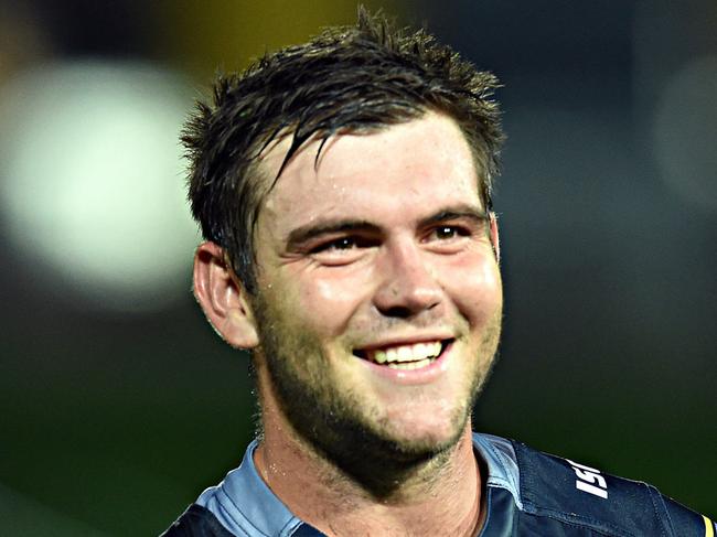 North Queensland Cowboys v Sydney Roosters from 1300 Smiles Stadium, Townsville. Cowboys Kyle Feldt after the win. Picture: Zak Simmonds