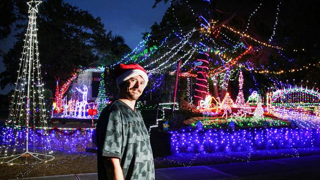 Scott McCamley has 15,000 lights lighting up his yard. Picture: Carmela Roche