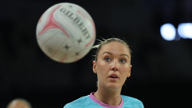 MELBOURNE, AUSTRALIA - APRIL 20: Sacha McDonald of the Mavericks warms up ahead of the round three Super Netball match between Melbourne Mavericks and Giants Netball at John Cain Arena, on April 20, 2025, in Melbourne, Australia. (Photo by Daniel Pockett/Getty Images)