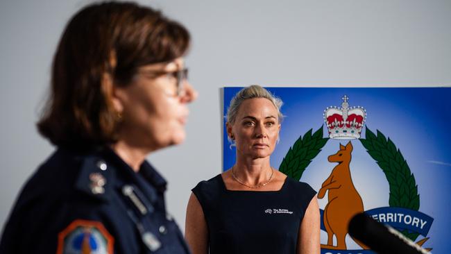 NT Police Superintendent Sonia Kennon and Bureau of Meteorology forecaster Shenagh Gamble have given an update on flood affected Borroloola. Picture: Zizi Averil