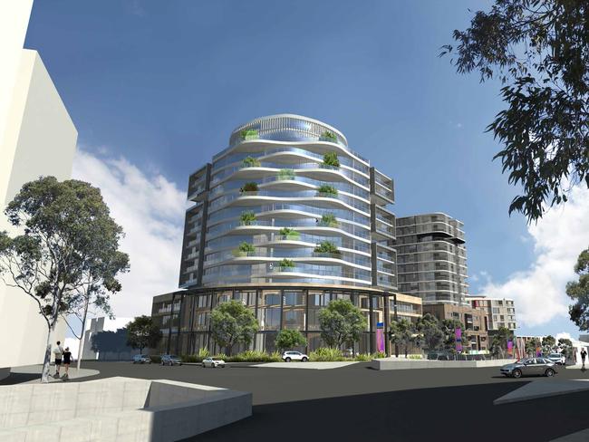 Artist impression of the Bull 'n' Bush redevelopment. Frontage from Windsor Rd, Seven Hills Rd