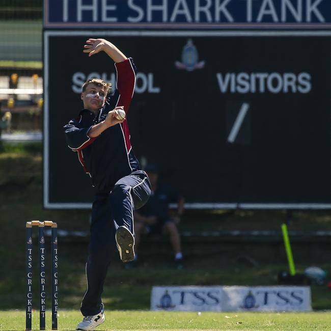 TSS Spinner Cameron Simffield as The Southport School v Brisbane State High School at The Southport School/Village Green. Picture: Glenn Campbell