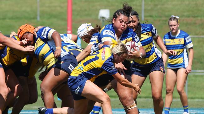 Action from the Premier Women Rugby Grand Final between Bond University and Easts at Ballymore on Sunday. Picture Lachie Millard