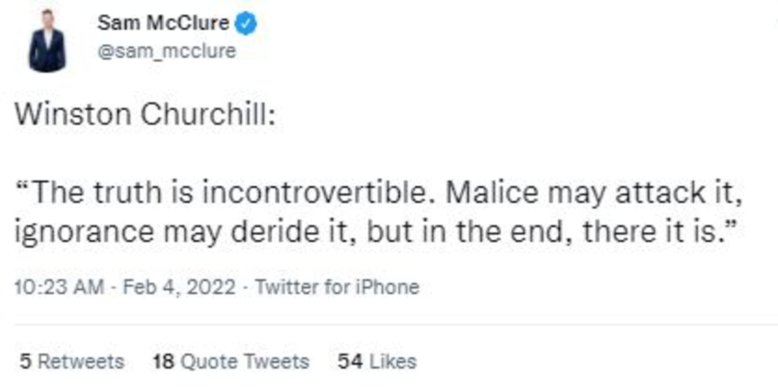 Sam McClure’s now-deleted tweet.