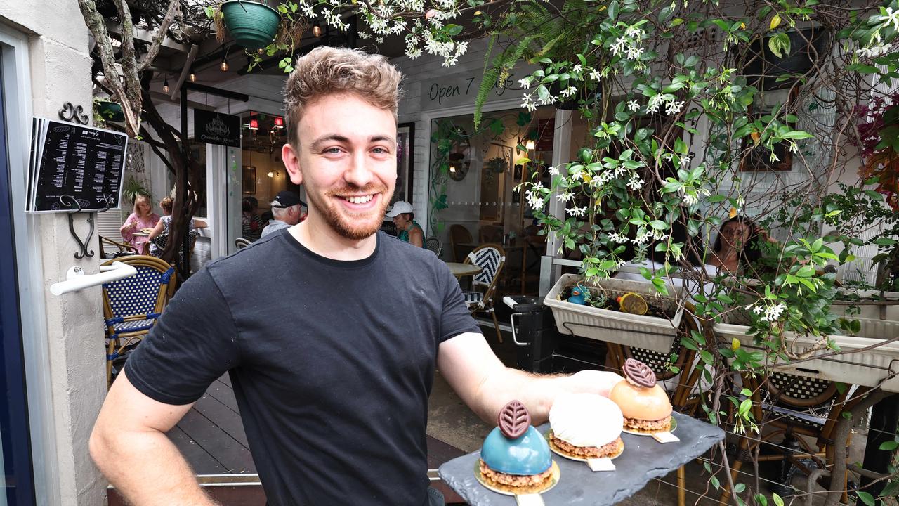 Le Jardin Cafe has won the best cafe on the Gold Coast. Manager Kurtis Ongenel with some goodies at the Cafe. Picture Glenn Hampson