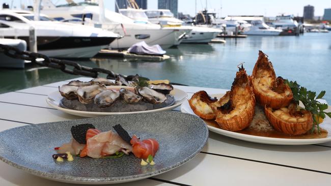 Sashimi, Moreton Bay Bugs and Oysters from Omeros Bros on the Gold Coast, which would have been fully stocked for Saturday night before lockdown was announced. Picture: Jason O'Brien.