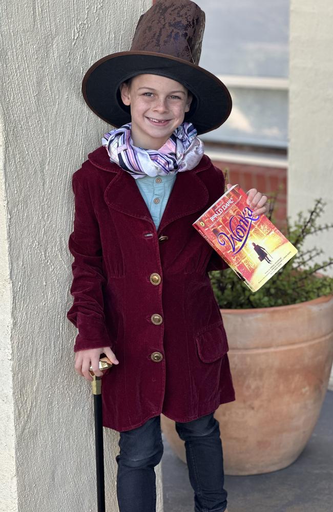 Noah Hepburn, 7, dressed as Wonka from Wonka for Book Week.