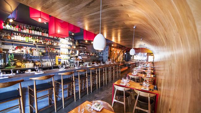 The bar at Japanese eatery Etsu Izakaya, Mermaid Beach. . Picture: NIGEL HALLETT