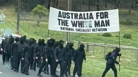 Neo-Nazi protesters shocked the community of Ballarat by parading through the streets. Source: Twitter