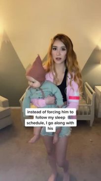 Mum, Alice Bender from Arizona, says she lets her six-month-old baby sleep whenever she likes, meaning she's currently nocturnal, and that's OK with her.