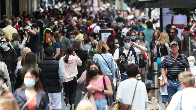 Melbourne will overtake Sydney as the nation’s biggest metropolis on September 7, 2030, with a population of about 5.8 million. Picture: David Crosling