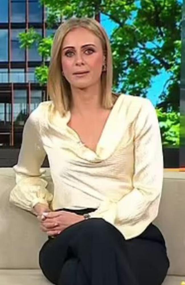 Today Extra host Sylvia Jeffreys choked back tears as she paid tribute to her friend. Picture: Channel 9