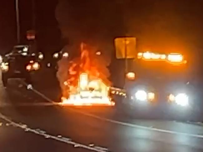 WATCH: Car and van engulfed by fire on busy roads