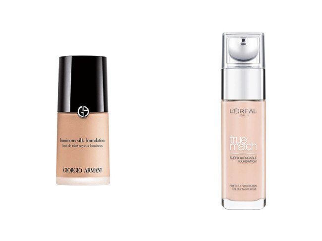 Giorgio Armani's Luminous Silk foundation and L'Oreal's True Match foundation.