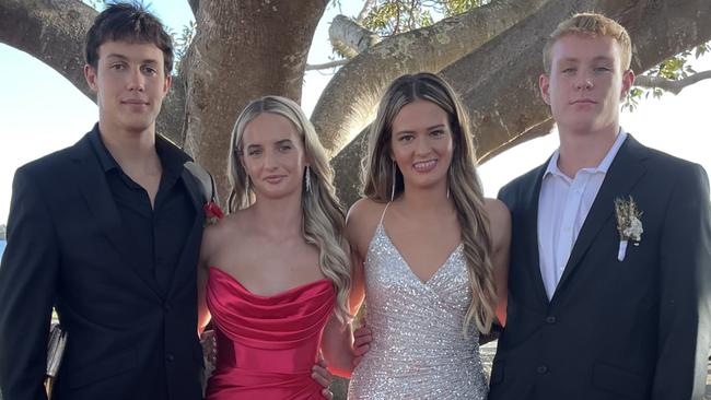 Luke Strong, Mikala Campbell, Poppy Robinson and Harry Kilburn at the Ballina RSL for the Emmanuel Anglican College formal on November 8, 2023. Picture: Savannah Pocock