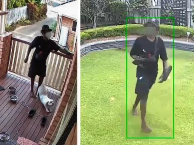 CCTV footage shows a teenage boy hopping the fence moments before he stole a car from a home in Aitkenvale early on Sunday morning.