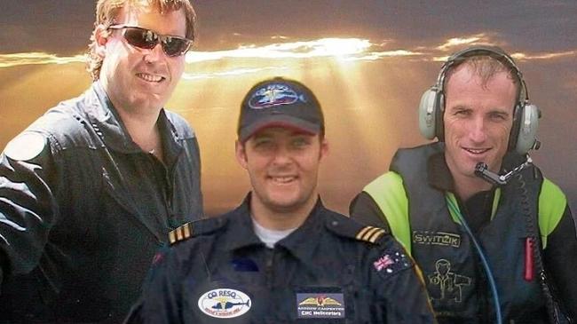 RACQ CQ Rescue crewmen killed in the tragic crash off Cape Hillsborough on October 17, 2003 were paramedic Craig Liddington, pilot Andy Carpenter and air crewman Stewart Eva. Picture: RACQ CQ Rescue