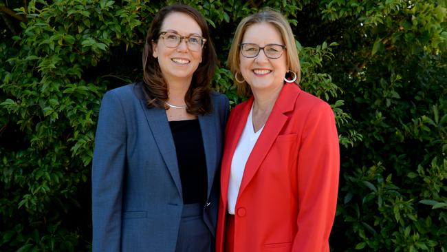 Premier Jacinta Allan, right, with Victorian Treasurer Jaclyn Symes. Picture: Andrew Henshaw/NewsWire