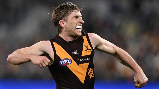 Hawthorn’s Dylan Moore was fantastic for the Hawks. Picture: Daniel Pockett/Getty Images.
